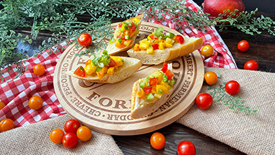 Tropical Salad Garlic Bruschetta
