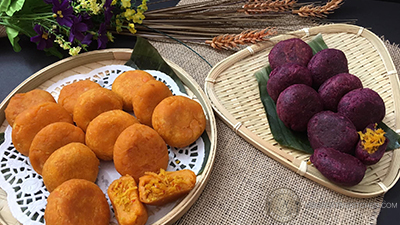 Savory Sweet Potato Fritters With Spicy Coconut Filling