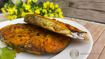 Air Fryer Fried Lemongrass Turmeric King Mackerel Steak